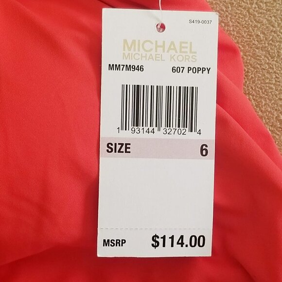 NWT Michael Kors POPPY Red Halter Blouson O-Ring One-Piece Swimsuit Sz. 6 - Picture 9 of 11